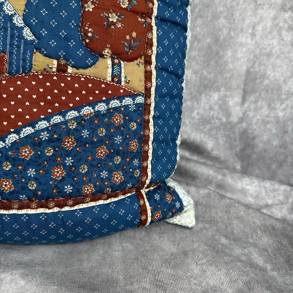 15x15 Cottagecore Quilted Throw Pillow‎ Country Floral Scene Grannycore - Picture 7 of 8